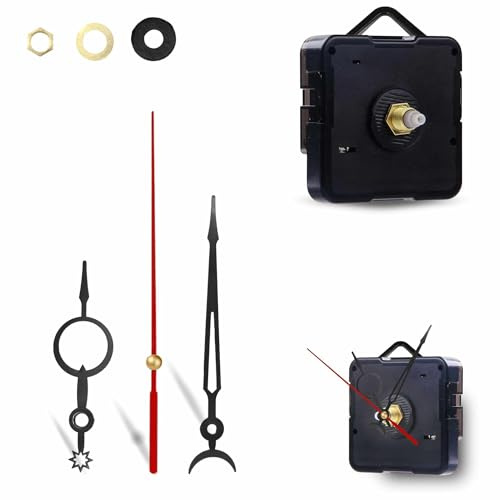 TECHZOCO Mecanismo Movimiento Reloj Cuarzo silencioso, Kit de reparación de Reloj, Reloj creación 3D, Manijas Reloj, Movimiento del Reloj, Aguja Minutos 114 mm, Aguja Horas 90 mm, Lunar