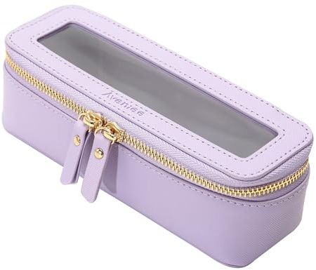 Aveniee Clear Makeup Bag Small, Mini Travel Toiletry Bag Cosmetic Bags Organizer, TSA Approved Clear Makeup Case Pouch with Zipper, Car Essentials for Women Men, Lilac, S, Slim Elegance