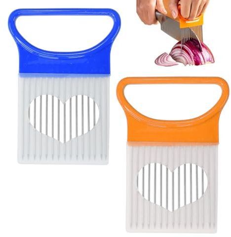 OHREN 2 Pièces Coupe-Oignon, Hachoir à Légumes et Trancheur, Aide à la Découpe pour Tomates, Citrons, Oignons et Légumes, Slicer Multifonction Sécurisé avec Fourchette