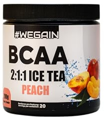 #WEGAIN BCAA Pulver, Ice Tea Pfirsich Geschmack, 200g, Mit Vitamin B6 und C, Grüntee-Extrakt, Essentielle Aminosäuren im 2:1:1 Verhältnis