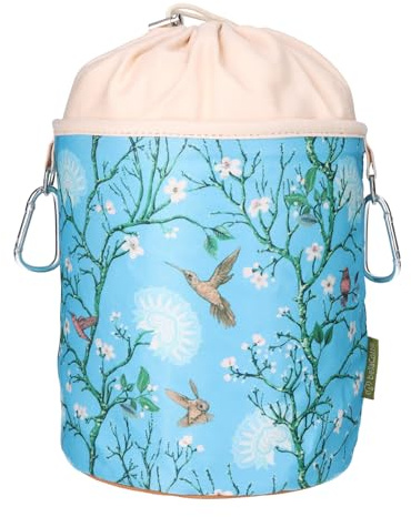 bellaCott Bolsa portátil para Pinzas de Ropa colibrí – Ø 18 x 31 cm, 100% algodón, con cordón y mosquetones, Bolsa de Almacenamiento con Motivo de pájaros para el hogar, el jardín y el Camping