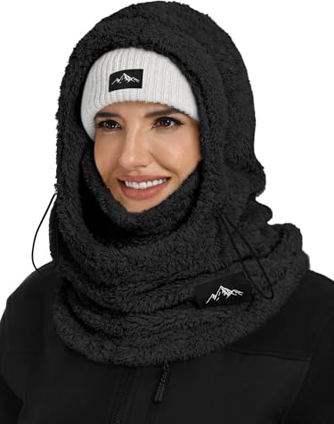 YYIDATON Plüsch Sturmhaube Mütze Winter Thermo Skimaske Fleece Thermale Windbeständig Gesichtshaube Outdoor Mütze Schal Balaclava für Herren Damen (Schwarz)