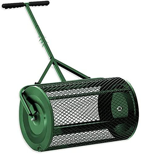 Esparcidor de compost de 24 pulgadas – Esparcidor de musgo de turba duradero y ligero con mango largo ajustable para aderezar la parte superior de la suciedad y fertilizar el suelo