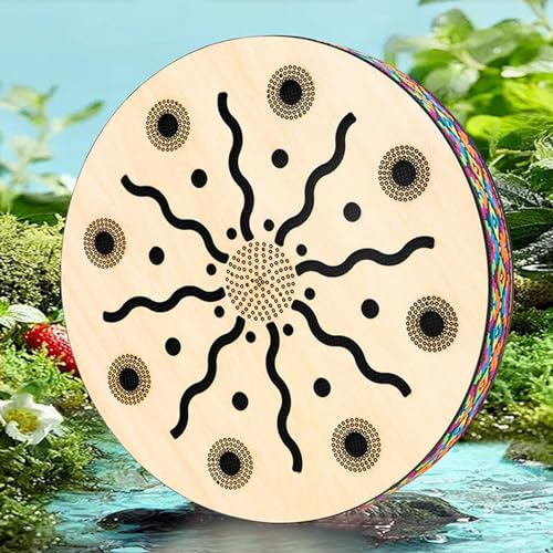 ZenithAur Sea Drum 8in etniskt slaginstrument med färgglad flätad kant för musikaliska klassrum och fester, skapar lugnande havsljud, handtrumma i lönnträ