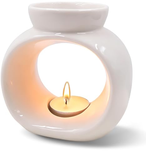 JJYHEHOT Keramisk doftlampa, vita aromatiska doftlampor, doftlampor värmeljus, keramik doftstövlar, rökelsebrännare för eteriska oljor, doftvaxlampor, aromatiska lampor
