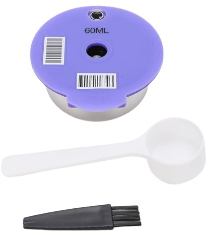 Återanvändbar kaffekapsel i rostfritt stål Silikon Återfyllbar kaffefilterkapselkopp med borste och sked för Happy Vivy Suny Myway-seriens kaffebryggare (60 ml)