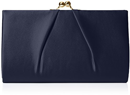 Swanky Swans Mira Satin Classic Frame Bag, Damen Clutch, Blue (Navy), 5.1x12x20.8 cm (W x H L)