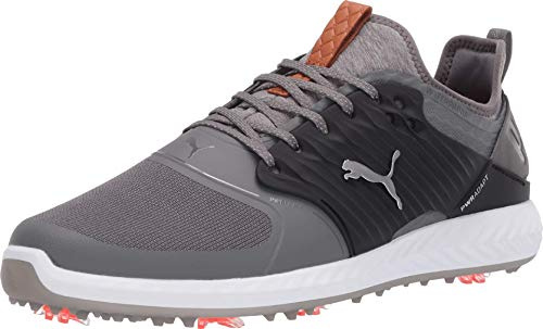 PUMA Ignite Pwradapt Caged, Scarpe da Golf Uomo, Quiet Shade Silver Schwarz, 42.5 EU