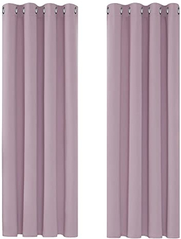 Deconovo Vorhang Verdunkelungsvorhang Gardine Wohnzimmer Thermogardine Kälteschutz Ösen, 175x140cm(HöhexBreite), Hellpink, 2er Set
