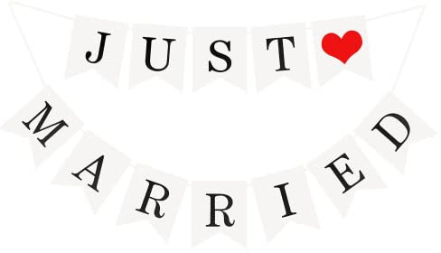 Decorazione Festa di Matrimonio Striscione Just Married Bandiera di Matrimonio per la Ricezione Bridal Shower e Engagement Photo Garden Outdoor