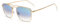 JIM HALO Quadratische Pilotensonnenbrille im Retro-Stil Premium Glass Lens Flat Metal Eyewear Herren Damen (Gold/Farbverlauf Blau)