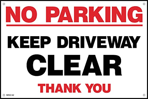 No Parking Keep Driveway Clear Sign - 300mm x 200mm - 3mm Metal Composite Drilled Sign (MISC42)