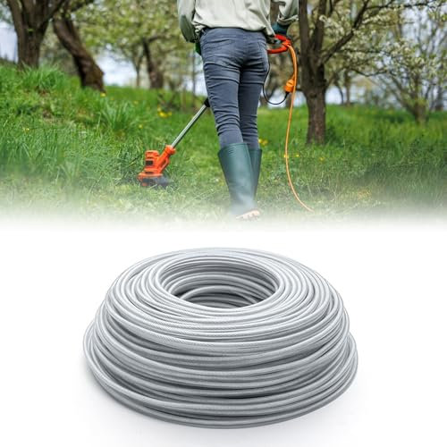 ATMWM Stahldraht Trimmerfaden, 3,0mmx40m Stahldraht Mähfaden,Stahl Nylonfaden Rasentrimmer Faden,Rasentrimmer Faden,Rasentrimmerschnur zum Trimmen Von Unkraut und Unkraut