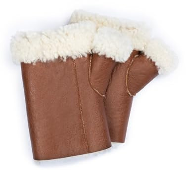 Valcuer 1887 Fingelose Handschuhe Finger Free VC warme Unisex Fäustlinge aus hochwertigem Lammfell, Fell, Leder - bequem, warm und hochwertig in Cognac (Braun), in Gr. M