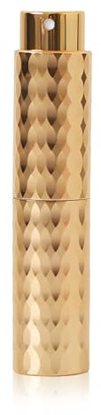 Perfume Atomiser, 8ml Refillable Travel Size Spray Bottle, Leak-Proof with Bottom Pump, Elegant Diamond Design, Portable Mini Perfume Dispenser for Women and Men (Gold)