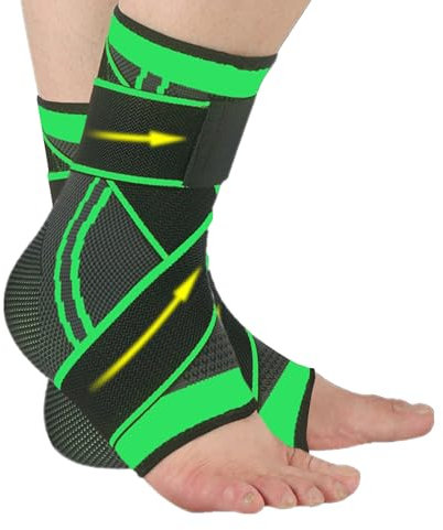 Laralily Knöchelbandage 1 Paar Bandage Fußgelenk,Sprunggelenkbandage Knöchelbandage Sprunggelenk Achillessehne Bandage Fußgelenkbandage Geeignet für Gemeinsame Plantarfasziitis Grün (Größe L)