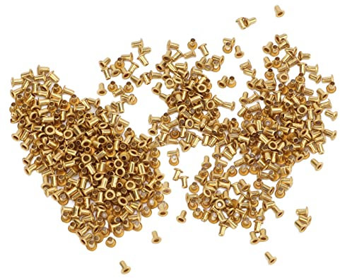 Rivetti Cavi in ​​ottone di da 500 Pezzi con Eccellente elasticità per Accessori per Borse di Abbigliamento (1,5x3x2,5 mm)