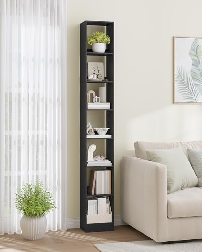 Hzuaneri 7-stöckiges Bücherregal Würfelregal, 24 x 30 x 214 cm, Schwarz | Bücherschrank, offenes Regal aus Holz, Aufbewahrung & Präsentation, für Wohnzimmer Home Office Schlafzimmer, BC79704X