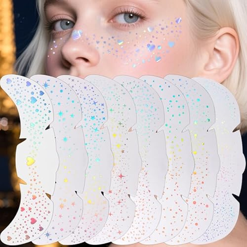 8PCS Glitter Freckles Face Glitter Festival Temporary Tattoos Festival Accessories (Multicolour, 8PCS)