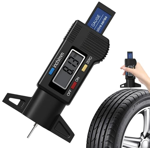 Misuratore di profondità del battistrada 0-25,4 mm, display LCD, per auto, furgoni, camion, moto, misuratore digitale portatile della profondità del battistrada, strumento di misurazione delle