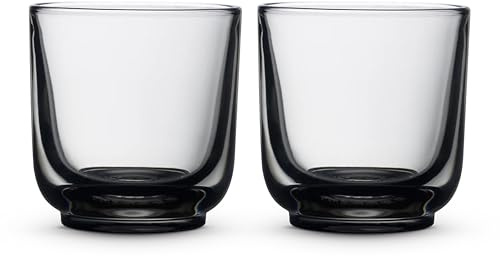 Fellow Pirch Cappuccino Glasses 6.5 oz Artisanal Cups, Set of 2, Dishwasher Safe Coffee Glasses for Milk & Espresso Drinks – Smoke