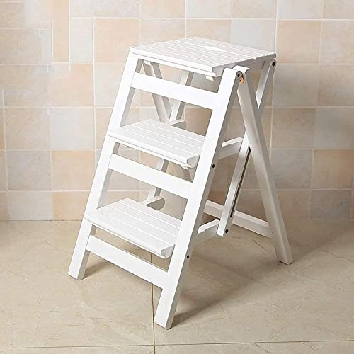 Solid Wood Folding Step Ladder Stool2/3 Steps Portable Multifunctional Chair for Home Library and Stairway UseIdeal for Easy Access and Stylish Decor