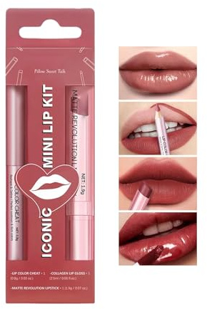Dmuzsoih Juegos con Delineador y Gloss para Labios | Alta Pigmentación,Para Mujeres | Para Mujeres Y Niñas Uso Diario Noche Fiesta Hogar Viajes