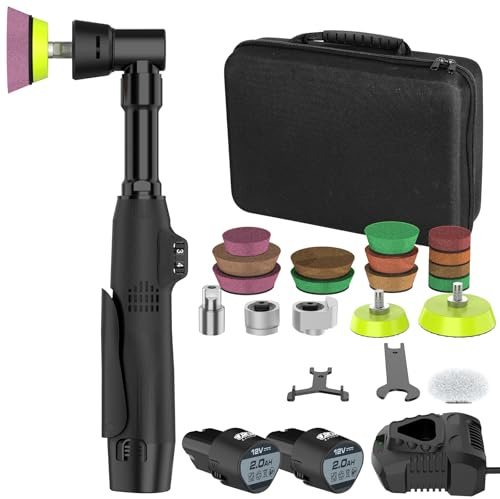 Polisseuse Sans Fil, Double Action Rotative Et Orbitale, Mini Kit De Polissage, Polisseuse Automobile 12 V Avec Deux Batteries 2,0 Ah, Réglage à 5 Vitesses 2500-6000 Tr/Min, Fonction Polissage (Noir)