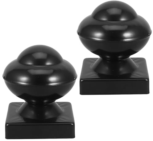 Operitacx Tapas para Postes de Hierro 80x80 Mm, 0,8 Mm de Grosor, Color Negro, Tapas Decorativas para Cercas y Barandillas de Terraza, Accesorios Resistentes para Puertas y Jardín,