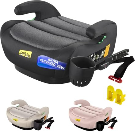 Jovikids OHHO+ i-Size Booster Car Seat, 125-150cm Highback Toddler Booster Seat with ISOFIX, ECE R129 Approved, Seat Belt Guide, Lightweight & Portable, Removable Machine Washable Cover - Black