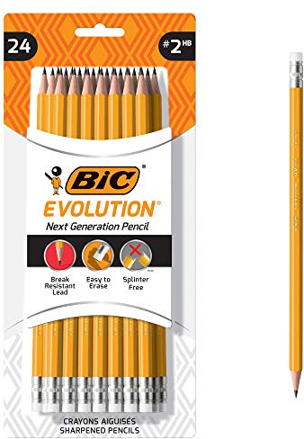 BIC Evolution Cased Pencil, #2 Lead, Yellow Barrel, 24-Count