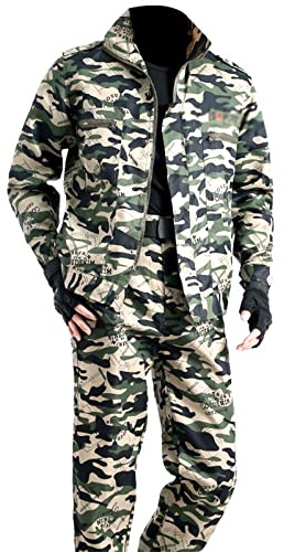 Militäruniform ACU Camo-jacka och Airsoft-byxor, anti-skållning arbetskläder svetskläder set, taktisk jaktuppsättning., Kamouflage, XL