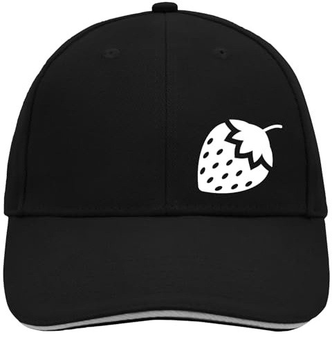 Huuraa Cappy Mütze Erdbeere Strawberry Black/Light Grey Baumwolle 6-Panel Kappe Geschenkidee
