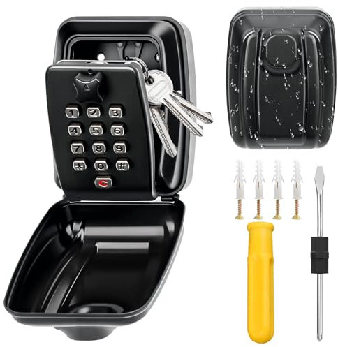 Cassaforte con Codice Numerico, Cassaforte per Chiavi da Parete con Codice a 12 Cifre, Grande Cassaforte per Chiavi Esterna, Moderna, Impermeabile, Antiruggine, Ultra-Robusta per Casa, Garage, Ufficio