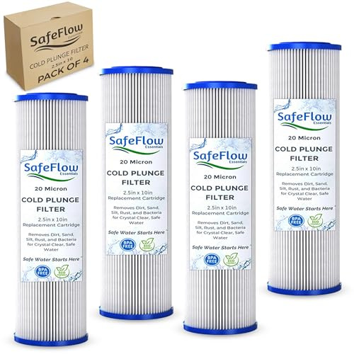 Filtros de enfriador de baño de hielo de 10 pulgadas, cartucho de repuesto de filtro de agua de 20 micras, 10 x 2.5 pulgadas (paquete de 4) – Se adapta a enfriadores de agua fría de inmersión en frío,
