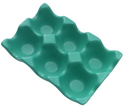 BUGUUYO Bandeja de Cerámica Antideslizante Prueba de Golpes para Huevos 6 Rejillas para Almacenamiento Seguro Soporte Práctico en Cocina