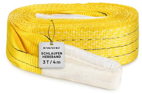 Dawnerz Schlaufen-Hebeband 3000 kg Direkt WLL, 4m - Schwerlast Hebegurt aus Polyester - Zweilagige Hebeschlinge mit Verstärkten Endschlaufen
