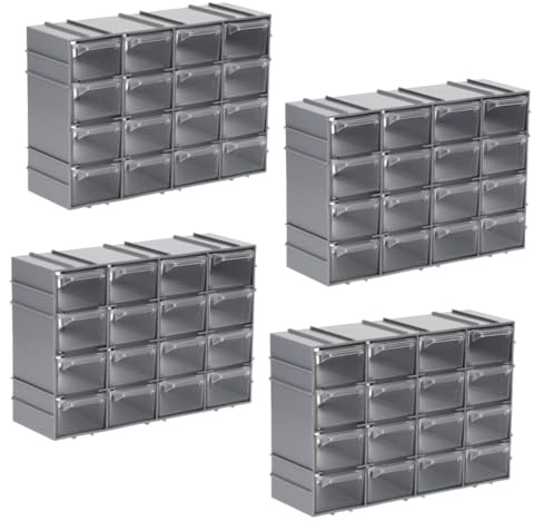4er Set Sortimentskasten erweiterbar 16 Fach Sortierkasten für Kleinteile Schubladen Organizer Schrauben Sortierbox Kleinteilemagazin Sortimentsboxen