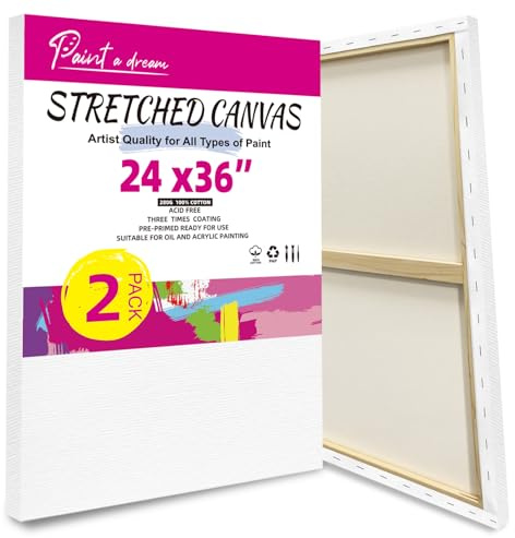 2Pack 60x90cm Stretched Canvas 12oz Triple Primed Heavy Duty