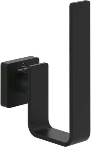 Villeroy & Boch Elements Striking Spare Toilet Paper Holder, Replacement Roll Holder Toilet Paper for Wall Mounting, Toilet Paper Storage Made of Brass, Square, Matt Black