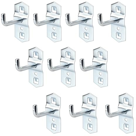 10 ganci per pannelli forati scaffali da supermercato, portautensili in metallo, organizer per utensili con pannello forato quadrato per garage, scaffali, officine, negozi al dettaglio, 50 mm