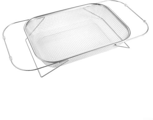 Expanderbar diskbänk i rostfritt stål sil för grönsaker, frukt, pasta och spannmål, disktorkställ för köksanvändning (37 x 27 cm)