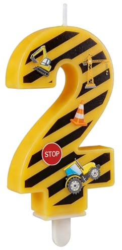 ZYOMVUN Candele per Costruzioni, Candele per Torta, Compleanno a Tema, Happy Candele di Compleanno con Numeri a Strisce Gialle e Nere, Ragazzi e Ragazze, Decorazioni Forniture, Party di Anniversario