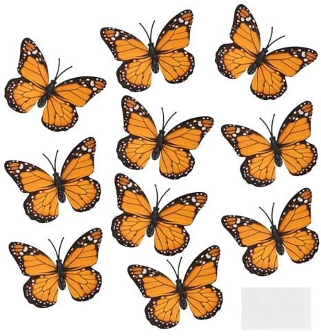 M METERXITY 10 Pack Butterfly Wall Decor, 3D Butterflies Stickers Spring Decor, Magnetic Wall Decal for Garden, Home, Wedding, Birthday Party Decorations [2.76'' x 1.97'', Orange]