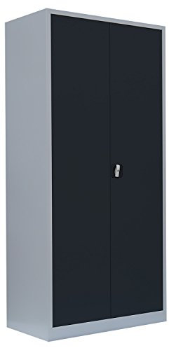 Flügeltürenschrank komplett montiert Metallschrank abschließbar anthrazit 195x92x42cm (HxBxT) Lagerschrank Aktenschrank 4 Fachböden 530348