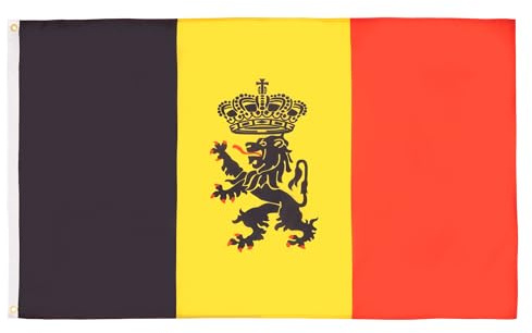AZ FLAG - Drapeau Belgique avec Lion - 150x90 cm - Drapeau Belge Armoiries - Gouvernement 100% Polyester Avec Oeillets Métalliques Intégrés - Pavillon 110 g
