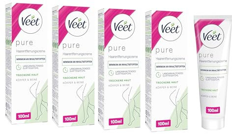 Enthaarungscreme 4er Pack bei trockener Haut für seidig glatte Beine bis zu 2x länger als bei einer Rasur Veet Haarentfernungs-Creme Silk & Fresh trockene Haut 4x100ml