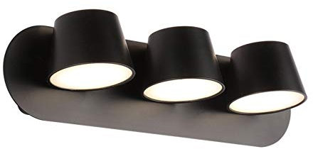 HKLY LED Spiegelleuchte Bilderleuchte Schranklampe Wandleuchte aus Metall Schwarz, Warmweiß IP44, Badezimmerlampe Badlampe Spiegel Wand Schminklicht,24w/38.5cm/3 head