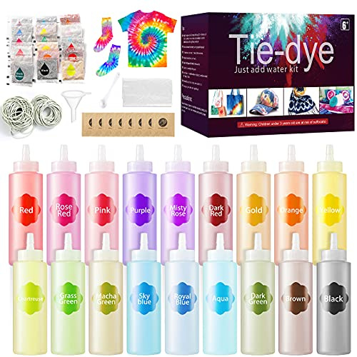 Kit de teinture sur nœuds - 18 couleurs - Non toxique, permanent, vibrant - Jeux d'activités créatives - Projet d'art et d'artisanat pour enfants et adultes - 210 pièces