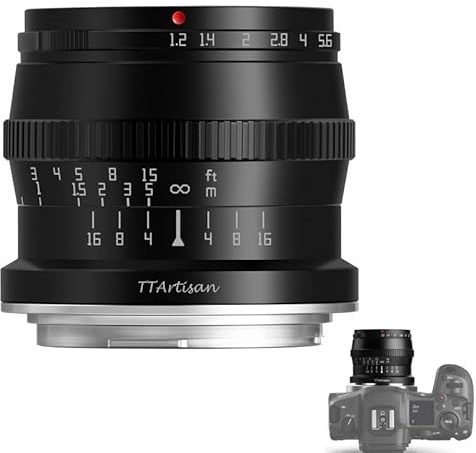 TTArtisan 50mm F1.2 Objektiv APS-C Kameras Objektiv Manueller Fokus für Canon EOS RF-Mount EOS R RP R5 R6(Schwarz).